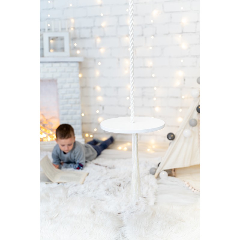 Apvalios lauko ir vidaus supynės, baltos spalvos