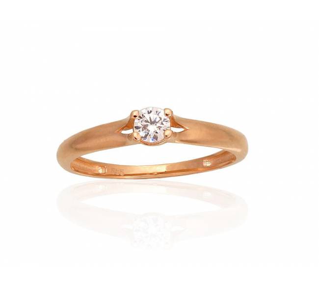 Auksinis sužadėtuvių žiedas. Praba: 585°, Metalas: Raudonas Auksas, Akmuo: Cirkonai0
