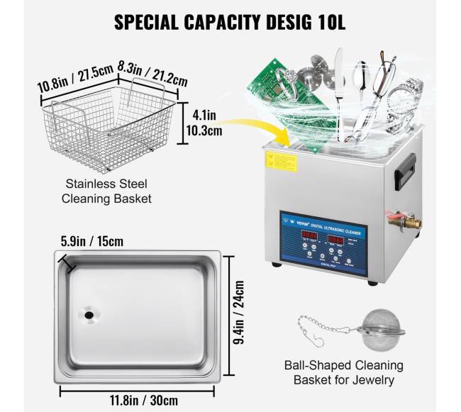 10L ultragarsinis valytuvas su šildytuvu juvelyrikai5