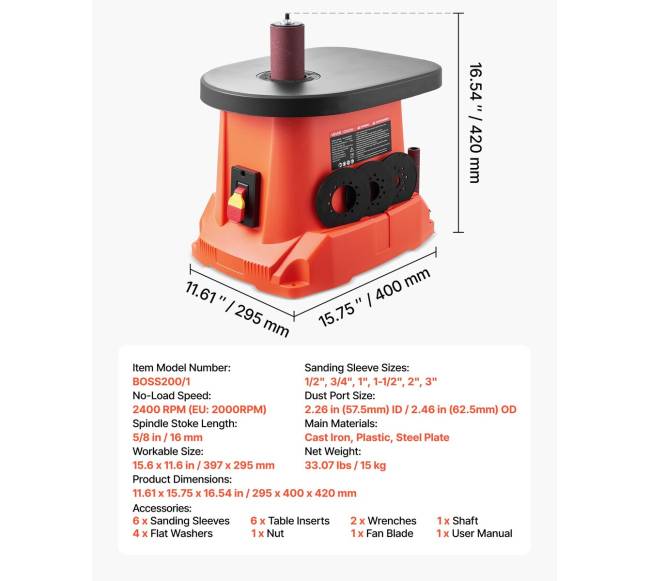Osciliacinė veleno šlifuoklė 2000 RPM su 6 rankovėmis6