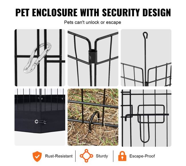 Sulankstomas 4 dalių metalinis augintinių žaidimų maniežas4