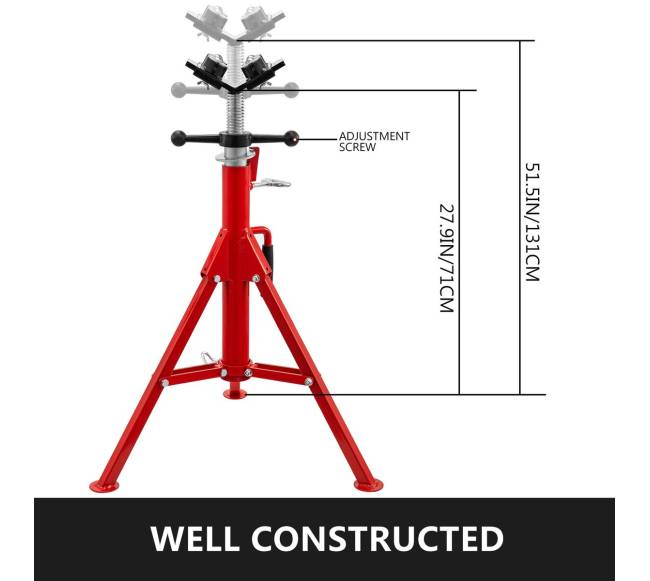 Reguliuojamas vamzdžių stovėjimo stovas su V formos galva1
