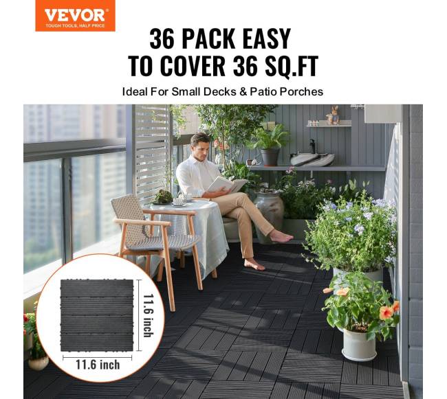 Terasos plytelės 36 vnt. plastikinės pilkos1