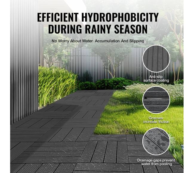 Terasos plytelės 36 vnt. plastikinės pilkos3