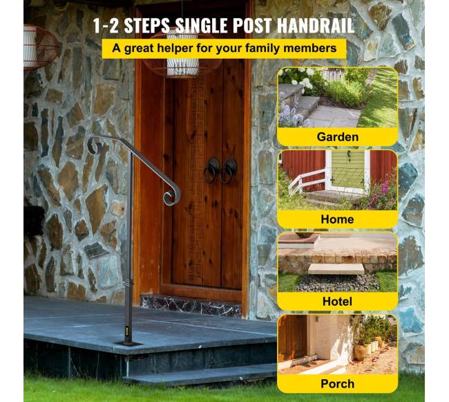 Vienišo stulpelio turėklas iš kalto geležies, pilkas1