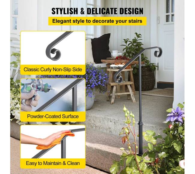 Vienišo stulpelio turėklas iš kalto geležies, pilkas5