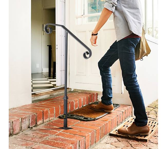 Vienišo stulpelio turėklas iš kalto geležies, pilkas7