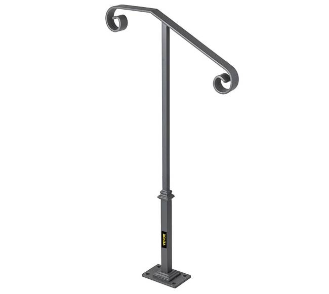 Vienišo stulpelio turėklas iš kalto geležies, pilkas8