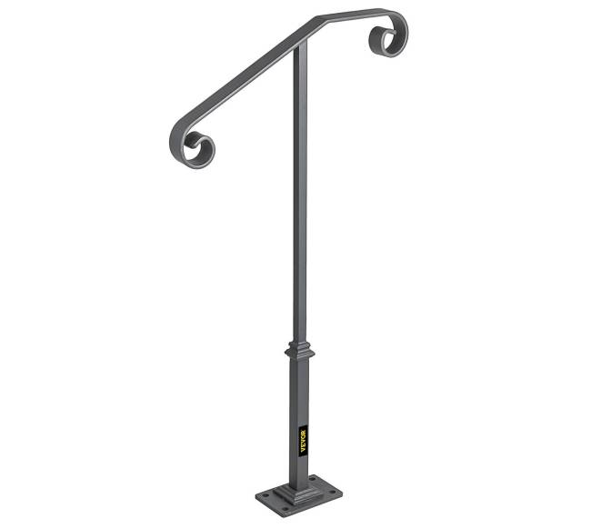 Vienišo stulpelio turėklas iš kalto geležies, pilkas9