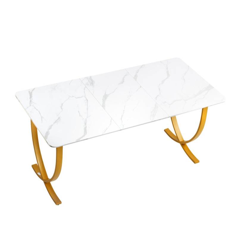 Vadovo stalas, 160x80 cm, balta ir aukso0