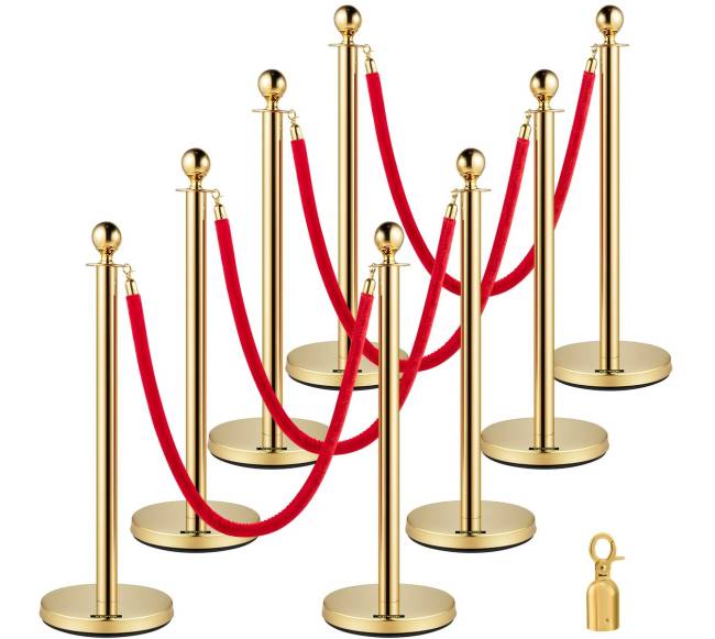 Auksinė žmonių valdymo tvorelė su raudonu virve0