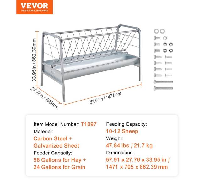 Gyvulių šieno ir grūdų šėrykla 80 galonų6