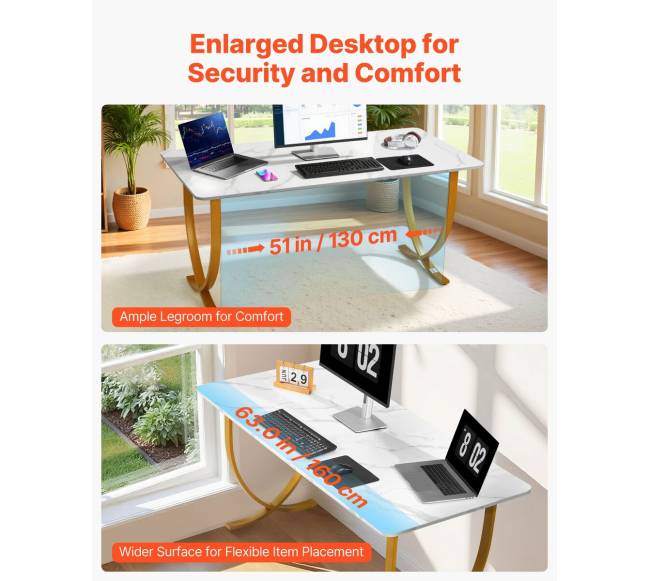 Vadovo stalas, 160x80 cm, balta ir aukso3