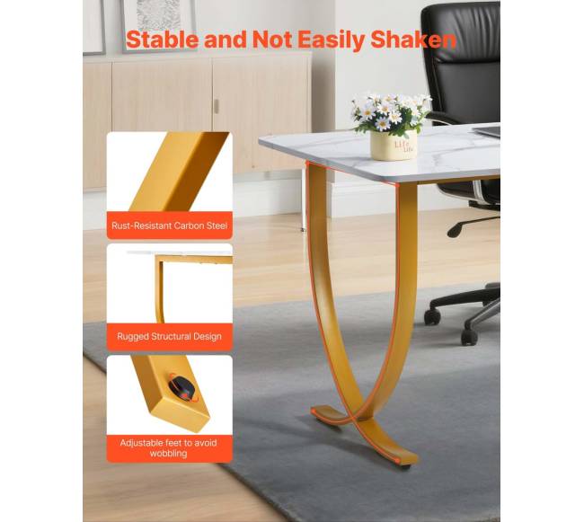 Vadovo stalas, 160x80 cm, balta ir aukso5