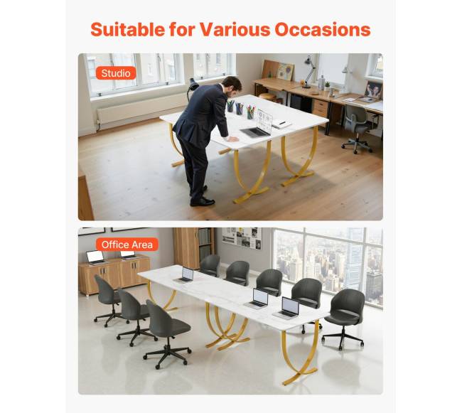 Vadovo stalas, 160x80 cm, balta ir aukso6