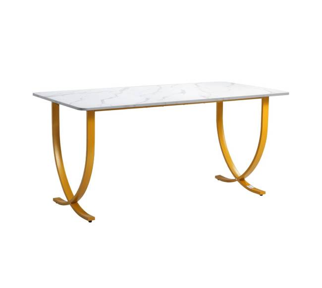 Vadovo stalas, 160x80 cm, balta ir aukso8