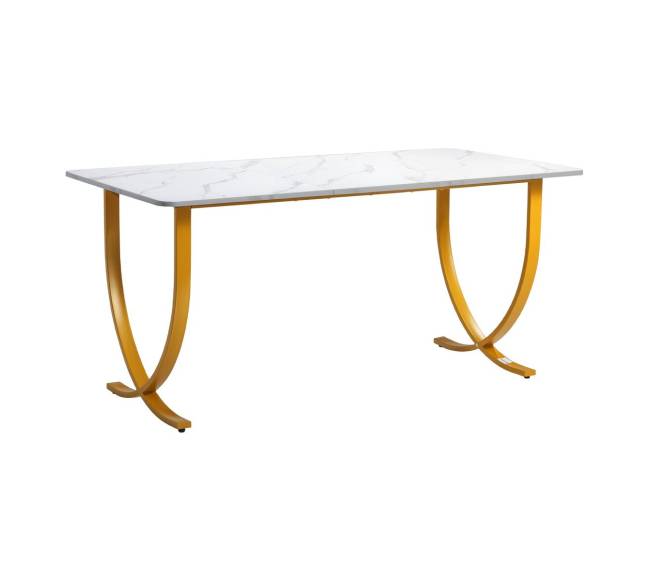 Vadovo stalas, 160x80 cm, balta ir aukso10