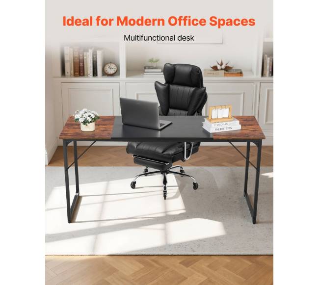 Kompiuterio stalas 160 cm, rusvas juodas1