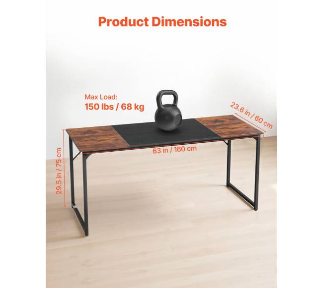 Kompiuterio stalas 160 cm, rusvas juodas2