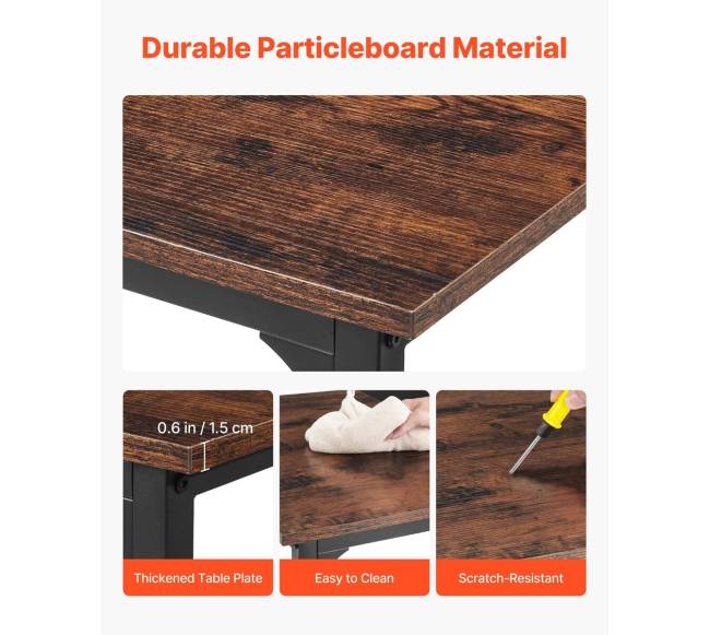 Kompiuterio stalas 160 cm, rusvas juodas4