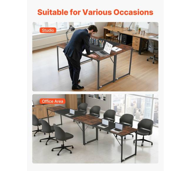 Kompiuterio stalas 160 cm, rusvas juodas6