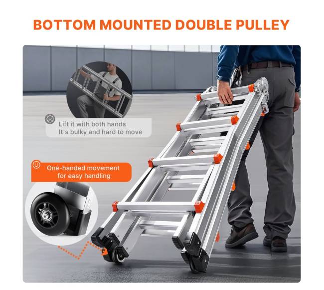 Teleskopinės kopėčios 4 m su rėmu2