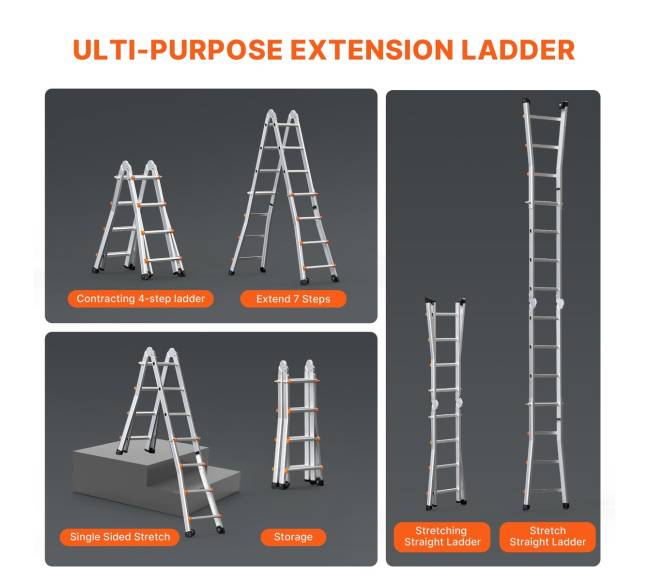 Teleskopinės kopėčios 4 m su rėmu3