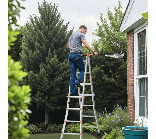 Teleskopinės kopėčios 4 m su rėmu7