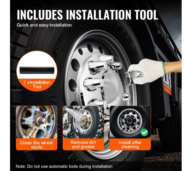 Priekinės ašies dangtelio rinkinys ABS veržlių dangčiais4