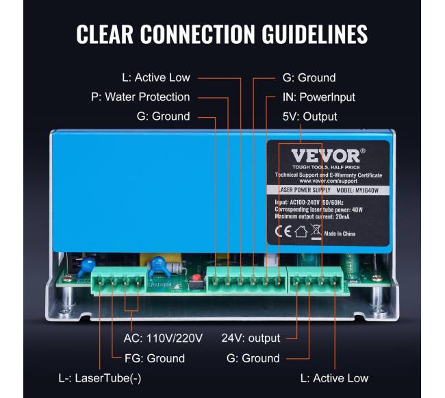 CO2 lazerio maitinimo blokas 40W vamzdžiui1