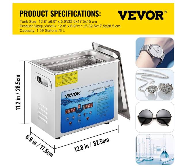 Ultragarso valymo įrenginys, 6L, su kaitinimu6