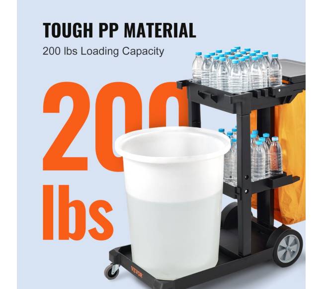 Valymo vežimėlis su 3 lentynomis, geltona ir juoda2