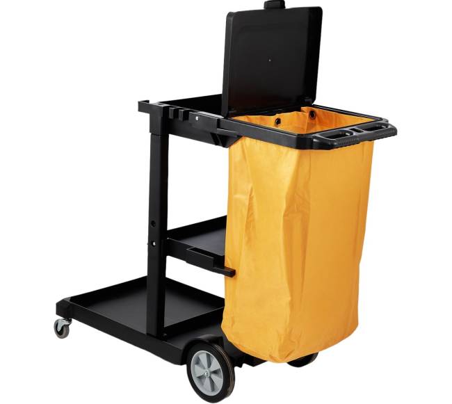 Valymo vežimėlis su 3 lentynomis, geltona ir juoda8