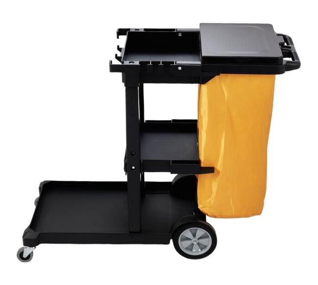 Valymo vežimėlis su 3 lentynomis, geltona ir juoda9