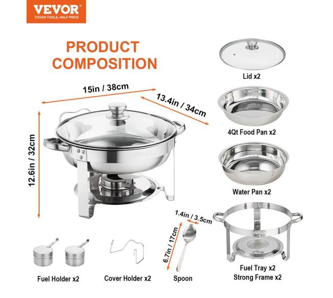 Apvalių šildomų indų rinkinys su stikliniais dangčiais, 2 vnt.6