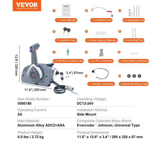 Išorinis droselio reguliavimo pultas Evinrude Johnson6