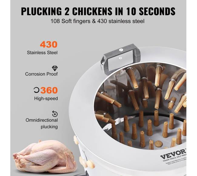 Vištų plikymo mašina su nerūdijančio plieno būgnu3