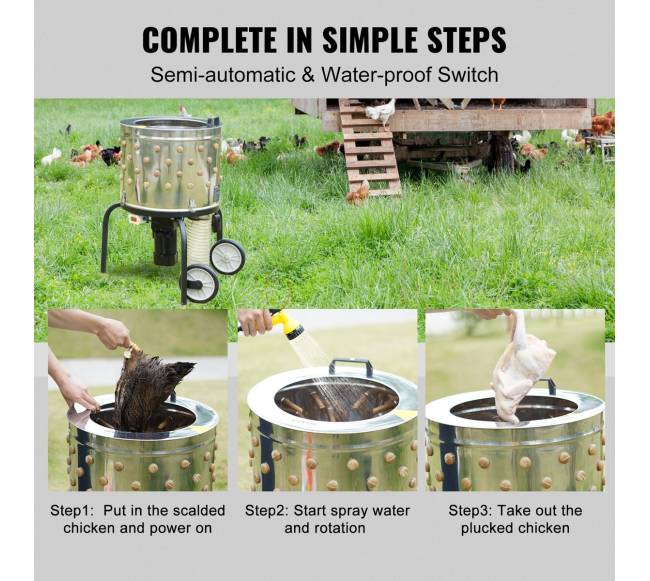 Vištų plikymo mašina su nerūdijančio plieno būgnu5