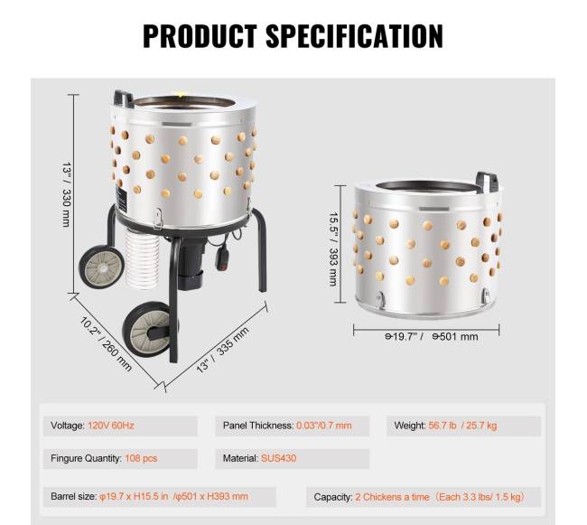 Vištų plikymo mašina su nerūdijančio plieno būgnu6