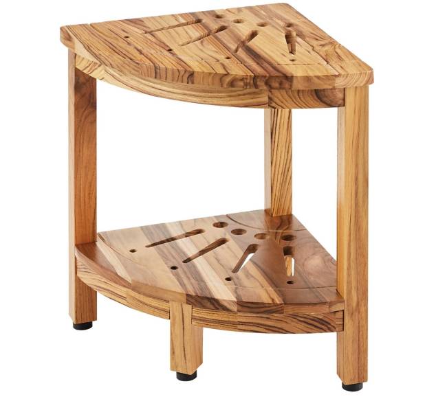 Kampinis dušo suoliukas iš tiko medienos0