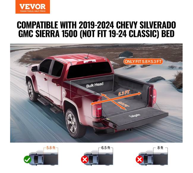 Pikapo lovio dangtis Chevrolet ir GMC 2019-20241