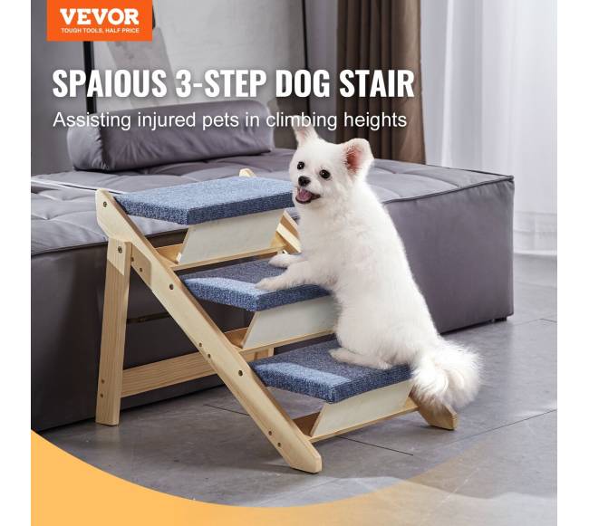 Medinės šunų kopėčios 3 pakopų 2-in-11