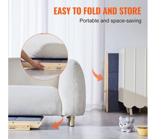 Medinės šunų kopėčios 3 pakopų 2-in-15