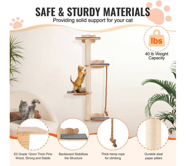 Sieniniai kačių lentynos su platforma2