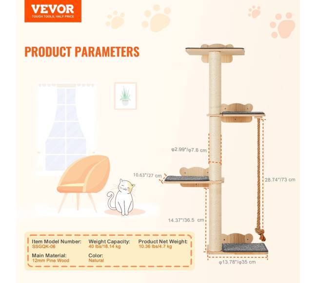 Sieniniai kačių lentynos su platforma6