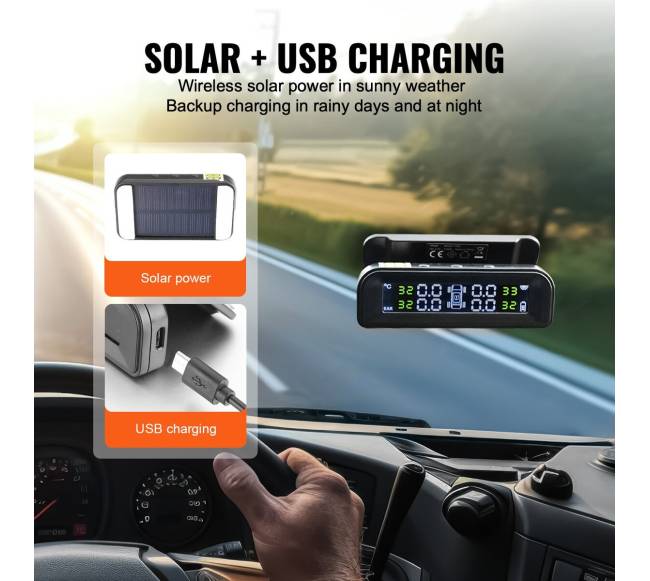 Automobilinis padangų slėgio stebėjimo sistema su saulės įkrova2