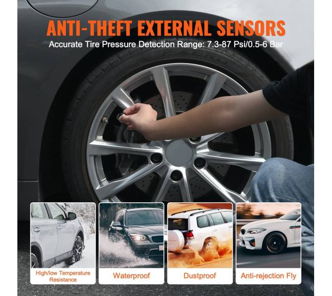 Automobilinis padangų slėgio stebėjimo sistema su saulės įkrova4