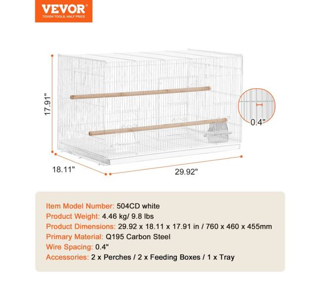 Paukščių skrydžio narvas 46 cm baltas6