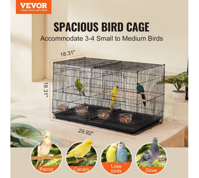 Paukščių narvas su pertvara, juodas1