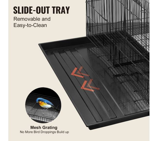 Paukščių narvas su pertvara, juodas4